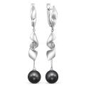 Серьги из серебра с жемчугом Swarovski родированные