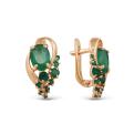 Серьги из золочёного серебра с пл. кварцем цв. зеленый агат
