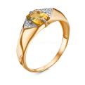 Кольцо из золочёного серебра с нат.цитрином и фианитами