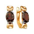 Серьги из золочёного серебра с нат.гранатом и фианитами
