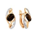 Серьги из золочёного серебра с нат.раухтопазом и фианитами