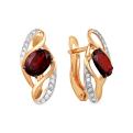 Серьги из золочёного серебра с нат.гранатом и фианитами