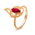 Кольцо из золочёного серебра с пл. кварцем цв. рубин