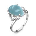 Кольцо из серебра с ситаллом Sky топаз родированное