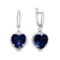 Серьги из серебра с ситаллом цв.сапфир и фианитами родированные