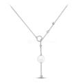 Колье из серебра с жемчугом Swarovski и фианитами родированное