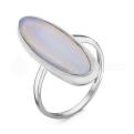 Кольцо из серебра с синт.лунным камнем родированное