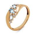 Кольцо из золочёного серебра с нат. sky топазом и фианитами 