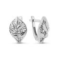Серьги из серебра с фианитами родированные