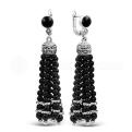 Серьги из чернёного серебра с марказитами и синт.ониксом