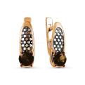 Серьги из золочёного серебра с нат.раухтопазом и чернением
