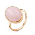 Кольцо из золочёного серебра с нат.розовым кварцем