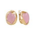 Серьги из золочёного серебра с нат. кварцем цв. розовый