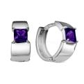 Серьги из серебра с пл.кварцем цв.аметист родированные