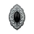 Брошь-кулон из чернёного серебра с ониксом и марказитами