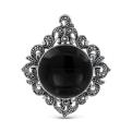 Кулон-Брошь из чернёного серебра с нат.ониксом и марказитами