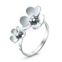 Кольцо разъёмное из серебра с фианитами родированное - Цветы