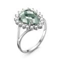 Кольцо из серебра с синт.александрит и фианитами родированное