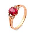 Кольцо из золочёного серебра с синт.рубином и фианитами