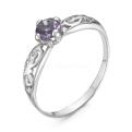 Кольцо из серебра с синт.александритом и фианитами родированное