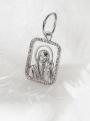 Подвеска из серебра родированная - Казанская Божья Матерь, Пресвятая Богородица, Спаси и сохрани