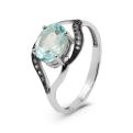 Кольцо из серебра с нат. топазом и фианитами родированное