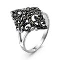 Кольцо из чернёного серебра с марказитами