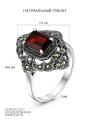 Кольцо из чернёного серебра с натуральным гранатом и марказитами
