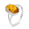 Кольцо из серебра с нат.прес.янтарём родированное