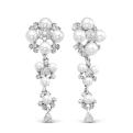 Серьги из серебра с жемчугом Swarovski имит. и фианитами родированные