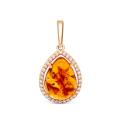 Подвеска из золочёного серебра с прес. нат. янтарём 