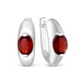 Серьги женские из серебра с нат.гранатом родированные