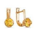 Серьги из золочёного серебра с натуральным цитрином
