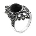 Кольцо из чернёного серебра с нат.ониксом и марказитами