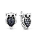 Серьги детские из серебра с фианитами родированные - Совушки