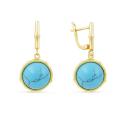 Серьги из золочёного серебра с нат.бирюзой