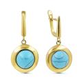 Серьги из золочёного серебра с нат.бирюзой