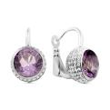 Серьги из серебра с ситалл аметистом и фианитами родированные