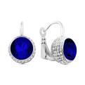 Серьги из серебра с ситалл сапфиром и фианитами родированные
