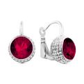 Серьги из серебра с ситалл рубином и фианитами родированные