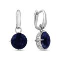 Серьги из серебра с ситалл сапфиром и фианитами родированные