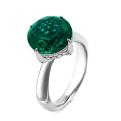 Кольцо из серебра с ситалл изумрудом и фианитами родированное