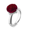 Кольцо из серебра с ситалл рубином и фианитами родированное