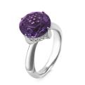 Кольцо из серебра с ситалл аметистом и фианитами родированное