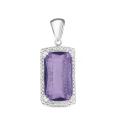 Подвеска из серебра с пл.кварцем цв.аметист и фианитами родированная