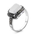 Кольцо из чернёного серебра с перламутром и марказитами