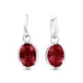 Серьги из серебра с ситалл имит. рубином родированные