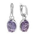 Серьги из серебра с ситалл имит. аметистом родированные
