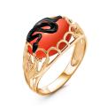 Кольцо из золочёного серебра с рек.кораллом