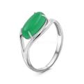 Кольцо из серебра с рек.зелёным агатом родированное